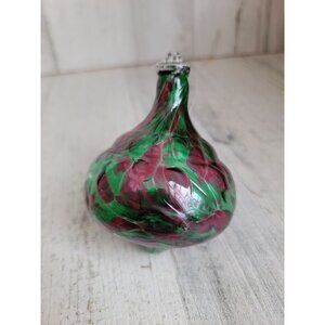 Stained‎ red green glass abstract shaped ornament Xmas